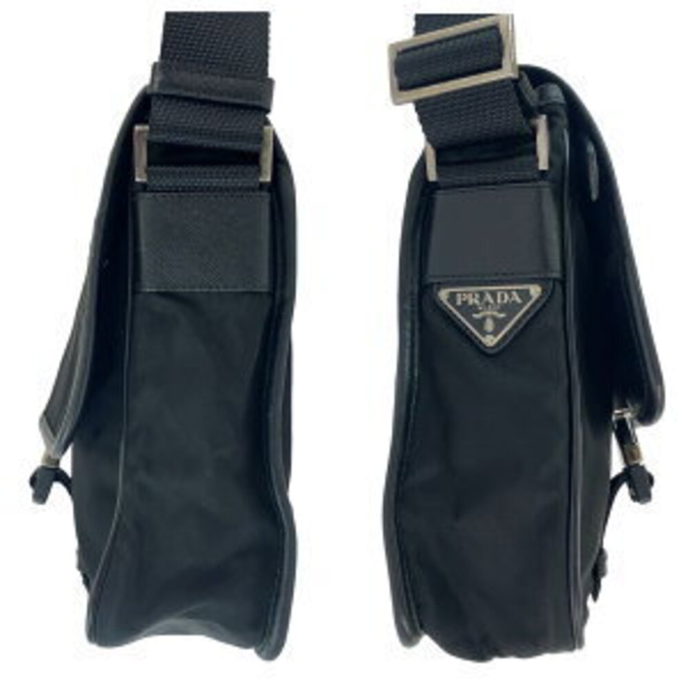 Prada logo triangular Nylon crossbody bag plate black shoulder messenger Tessuto - Picture 5 of 10